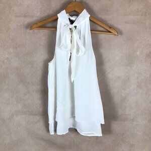 Chelsea And Walker Sheer White Sleeveless Silk Bow Top NWT Size 2